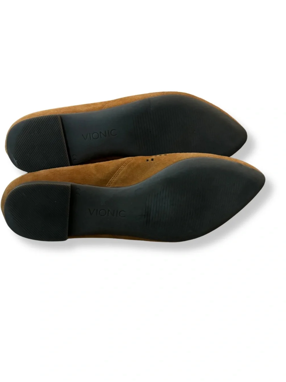 Vionic Women's Tan Perforated Pointed-Toe Flats